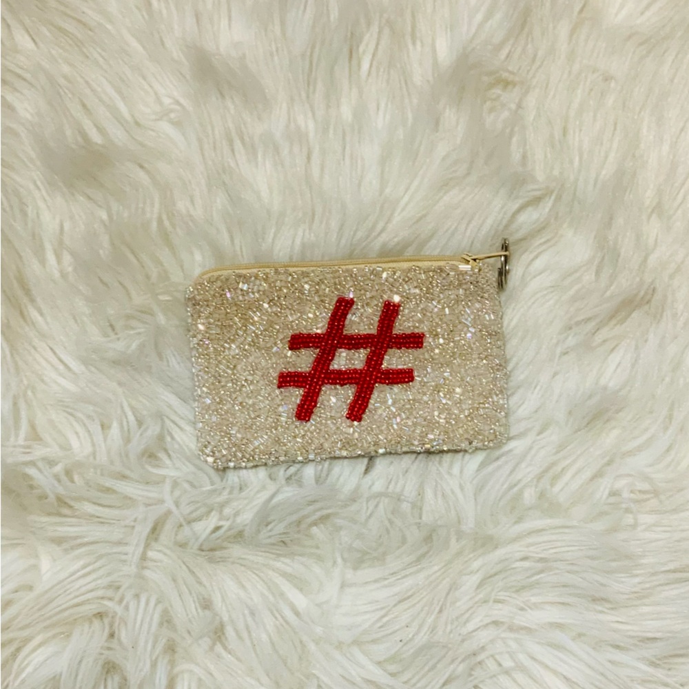 Moyna hashtag beaded coin purse NEW